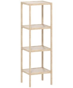 HOMCOM Four-Tier Bamboo Bathroom Shelf - Natural Finish