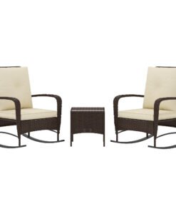 Outsunny Three-Piece Rocking Chair Rattan Bistro Set - Brown