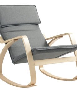 HOMCOM Comfortable Relax Rocking Chair, Upholstered Lounge Chair Recliner with High Back and Headrest for Living Room, Bedroom, Grey