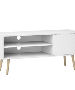 HOMCOM TV Stand up to 55 Inches, TV Unit with Open Shelves and Cable Holes - White