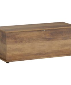 HOMCOM 113L Storage Chest, Storage Box with Flip-Top Lid and 2 Safety Hinges, Storage Trunk for Living Room, Entryway, 100 x 40 x 40 cm, Brown Wood Grain