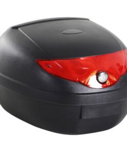 HOMCOM 24L Motorcycle Trunk Hard Tail Bike Top Box Rack Mount Luggage Helmet Storage Carrier Case Universal Scooter w/Keys & Plate