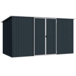 Outsunny 11 x 5.6ft Galvanised Steel Garden Shed, Metal Shed, Garden Storage Shed with Lockable Doors and Gloves for Outdoor Patio, Garden, Grey