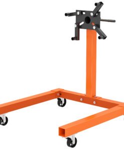 HOMCOM Engine Stand, 570 kg Rotating Engine Stand with 360 Degree Adjustable Head, 4 Mounting Arms, Heavy Duty Steel Support, Universal Wheels for Garage Workshop Auto Repair, Orange