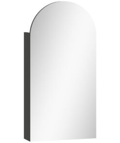 HOMCOM Arched Bathroom Mirror Cabinet with Adjustable Glass Shelves - Black