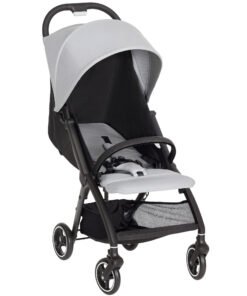 AIYAPLAY Travel Stroller, Lightweight Pushchair, Compact Buggy with Canopy, Basket and Multi-Position Recline, Light Grey
