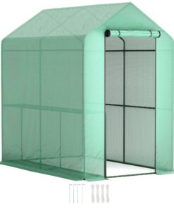 Outsunny 120 x 186cm Walk-In Greenhouse, with Shelves - Green