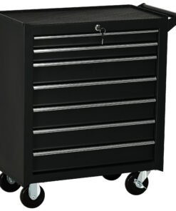 DURHAND 7-Drawer Tool Box on Wheels, Lockable Tool Cabinet with EVA Pat & Ball Bearing, Matte Black