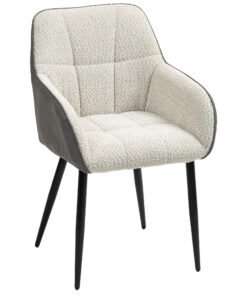 HOMCOM Accent Chair with Foot Pads, Upholstered Armchair with Chenille Fabric Front and PU Back, Occasional Chair for Living Room Bedroom, Cream White