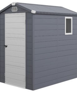 Outsunny 4.4ft x 6.2ft Aluminium Frame and Plastic Wall Shed, with Foundation - Grey