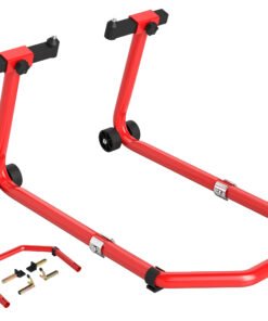HOMCOM Motorcycle Stand, Front/Rear Paddock Stand, with 390 kg Weight Capacity, Red