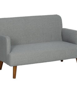 HOMCOM Velvet Feel Fabric 2 Seater Sofa, Small Sofa Loveseat with 21cm Thick Padding and Wood Legs, Grey