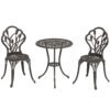 Outsunny 3 Piece Patio Bistro Set for 2, Outdoor Aluminium Garden Table and Chairs with Umbrella Hole for Balcony, Bronze Tone