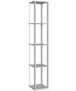 HOMCOM RGB LED Floor Lamp with Shelves, Modern Dimmable Standing Lamp with Remote Control, Adjustable Brightness & Speed for Living Room, Bedroom, Office, Grey