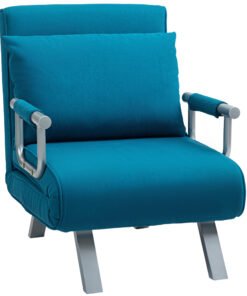 HOMCOM 4-in-1 Faux Suede Chair Bed - Blue