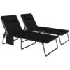 Outsunny Set of Two Reclining Sun Loungers - Black