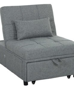 HOMCOM Four-In-One Single Sleeper Chair - Dark Grey