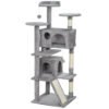 PawHut 138cm Cat Tree, Multi-Level Cat Tower with Scratching Posts and Pad, Bed, Condos, Platforms, Toy Balls, Light Grey