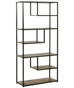 HOMCOM 6 Tier Bookcase, Industrial Tall Shelf Unit with Steel Frame for Home Office, Study, Living Room, Hallway, 82 x 33.5 x 175 cm, Rustic Brown and Black