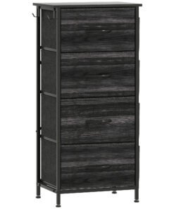 HOMCOM Chest of Four Fabric Drawers - Black