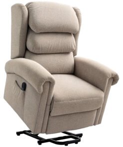 HOMCOM Velvet-Feel Electric Riser Recliner Chair - Khaki