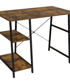 HOMCOM 100cm Computer Desk with Storage, Industrial Home Office Desk with 2 Tier Shelves and Steel Frame, Computer Table for Study Room, Rustic Brown