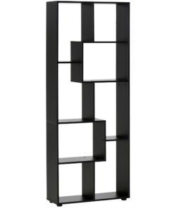 HOMCOM 8-Tier Freestanding Bookcase w/ Melamine Surface Anti-Tipping Foot Pads Home Display Storage Grid Stand Bedroom Living Room Furniture Modern Style - Black