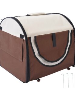 Pawhut Folding Fabric Soft Pet Crate, 46Lx36Wx41H cm - Brown