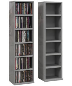 HOMCOM Set of Two 102 CD Storage Units - High Gloss Grey