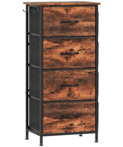 HOMCOM Chest of Four Fabric Drawers - Rustic Brown