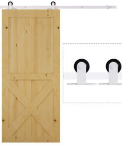HOMCOM 6FT Rustic Interior Sliding Barn Door Mounting Hardware Kit - White
