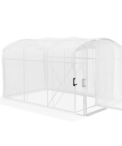 Outsunny Polytunnel Greenhouse Walk-in Grow House with UV-resistant PE Cover, Door and Galvanised Steel Frame, 2 x 2 x 2m, White