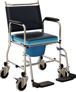 HOMCOM 3-In-1 Commode Wheelchair - Black