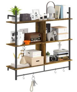 HOMCOM Three-Tier Floating Shelf - Brown/Black
