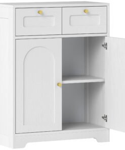 HOMCOM Bathroom Floor Cabinet with 2 Drawers - White