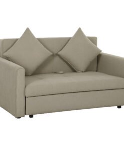 HOMCOM 2 Seater Sofa Bed with Hidden Storage, Pull Out Convertible Bed Settee, Modern Velvet Loveseat Sofa Sleeper with 2 Cushions for Living Room, Guest Room, Light Brown