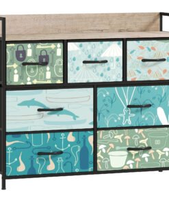 HOMCOM 7-Drawer Chest of Drawers - Blue