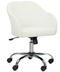 HOMCOM 46-56 cm Velvet-feel Office Chair - Cream