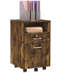 Vinsetto Lockable Two-Drawer Filing Cabinet, with Wheels - Wood-Effect
