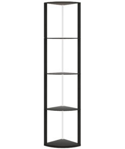 HOMCOM RGB LED Floor Lamp with Shelves, 5-Tier Dimmable Standing Lamp with Adjustable Brightness and Remote Control, Modern Corner Display Shelf Unit for Living Room Bedroom Office, Black