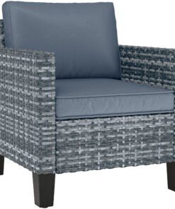 Outsunny Single Rattan Armchair, with Cushions - Light Grey