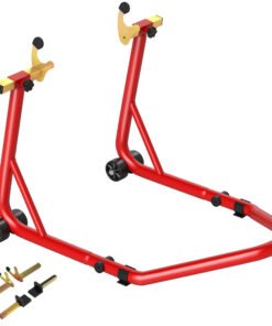 HOMCOM Motorcycle Rear Wheel Stand, 544 kg Capacity Heavy Duty Steel Motorbike Motorcycle Paddock Stand Lift with Adjustable U + L Forks, Wheels, Non-Slip Pads for Workshop Garage Repair, Red