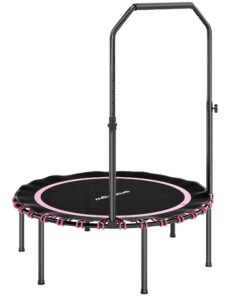 SPORTNOW 40" Foldable Fitness Trampoline Rebounder with Handle, Pink