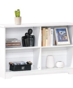 HOMCOM Wooden Cube Bookcase, 2 Tier Open Storage Shelving Unit with 4 Compartments, Freestanding Display Bookshelf for Home Office Living Room Furniture, 118 x 29 x 76cm, White