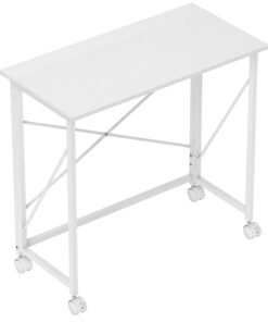 HOMCOM 80 cm Folding Desk on Wheels - White