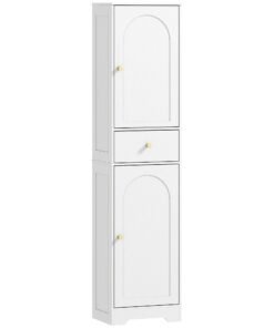 HOMCOM Tall Bathroom Cabinet with Arched Doors - White