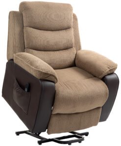 HOMCOM Power Lift Recliner Chair for Elderly, Patchwork Design Oversized Electric Riser and Recliner Armchair for Living Room with Remote Control, USB Port and 2 Side Pockets, Brown