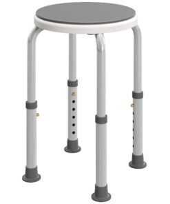 HOMCOM 360° Swivel Shower Chair, Height Adjustable Aluminium Shower Stool with Non-Slip Feet for Disabled, Elderly, Grey