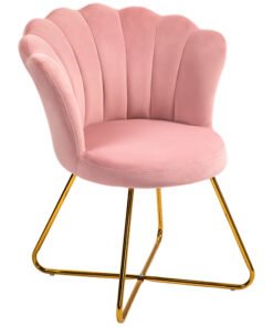 HOMCOM Velvet-Feel Lotus Petal Accent Chair - Pink