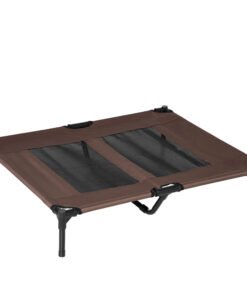 PawHut Large Raised Dog Bed Cat Elevated Lifted Cooling Portable Camping Basket Outdoor Indoor Mesh Pet Cot Metal Frame Brown